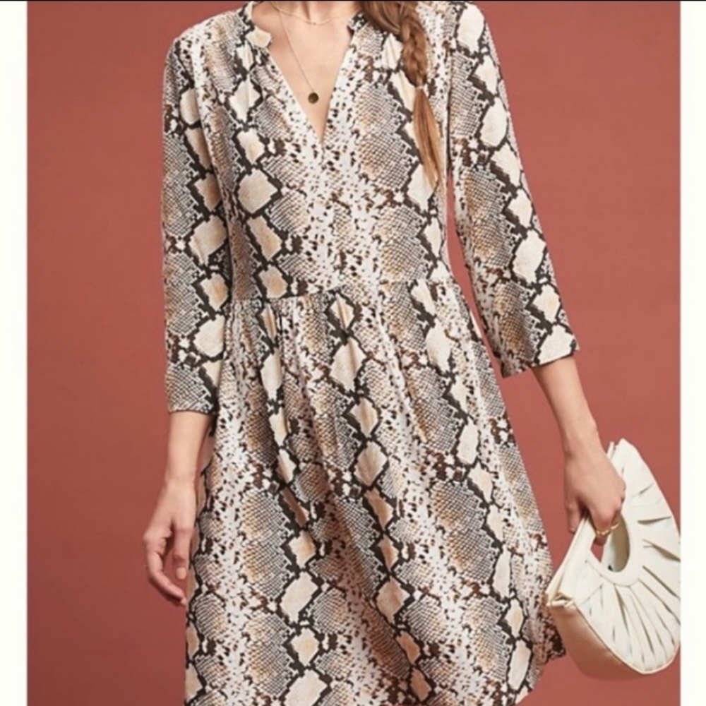 Anthropologie Maeve Juno Snake Print Dress NWOT